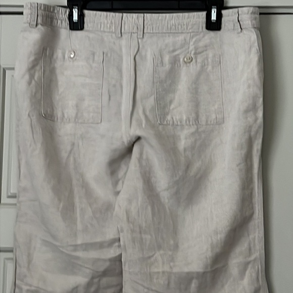 GAP Flax Linen cotton natural wide leg string waist relaxed pants Sz 14 R - Picture 4 of 8